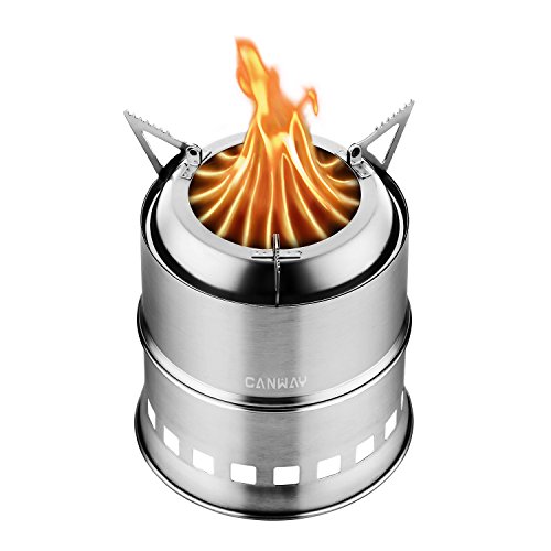 Product Cover CANWAY Camping Stove, Wood Stove/Backpacking Stove,Portable Stainless Steel Wood Burning Stove with Nylon Carry Bag for Outdoor Backpacking Hiking Traveling Picnic BBQ