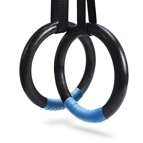 Product Cover PACEARTH Gymnastic Rings 1100lbs Capacity with 14.76ft Adjustable Buckle Straps Pull Up Exercise Rings Non-Slip Rings for Home Gym Full Body Workout