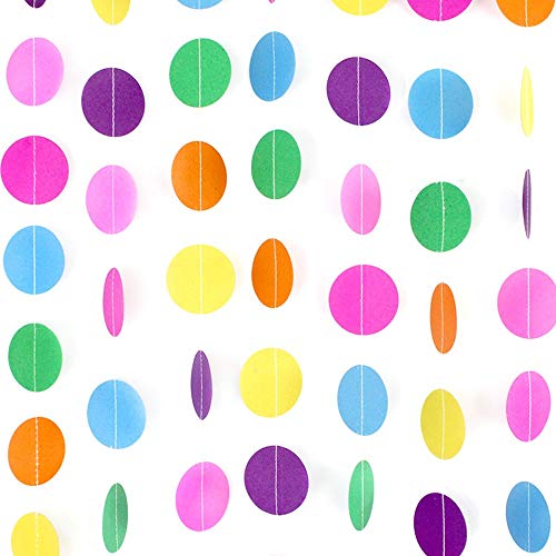 Product Cover RUBFAC 66ft 5pcs Colorful Party Paper Garland Circle Dots Hanging Decorations for Birthday Party Wedding Decorations (66ft)