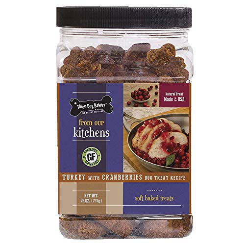 Product Cover Three Dog Bakery Grain Free Turkey With Cranberries Soft Baked Meaty Wafers For Dogs, 26 Oz