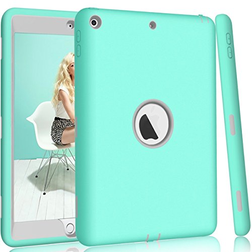 Product Cover Hocase iPad 5th/6th Generation Case, iPad 9.7 2018/2017 Case, High-Impact Shock Absorbent Dual Layer Silicone+Hard PC Bumper Protective Case for iPad A1893/A1954/A1822/A1823 - Teal/Grey