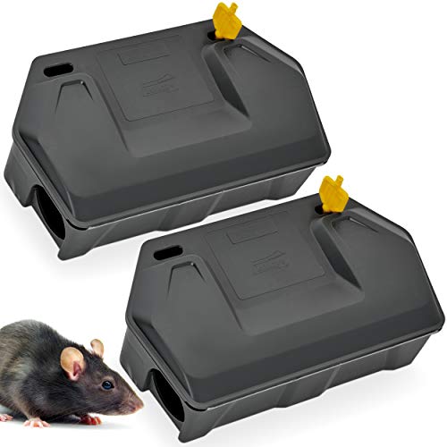 Product Cover Rat Bait Station 2 Pack - Rodent Bait Station with Key Eliminates Rats Fast. Keeps Children and Pets Safe (2 Pack) (Bait not Included)