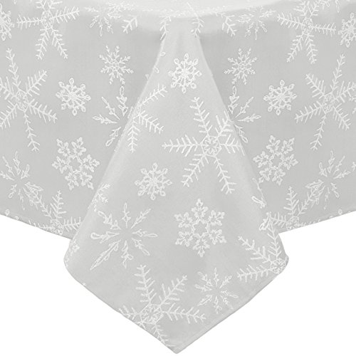 Product Cover Benson Mills  Twinkle Snowflake Metallic Tablecloth, White/Silver, 60x104