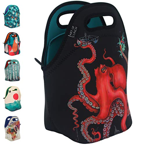 Product Cover ART OF LUNCH Insulated Neoprene Lunch Bag for Women, Men and Kids, Reusable Lunch Tote for Work or School - Design by Caia Koopman (USA) - $1 per sale supports the Umijoo Project - Octopus Intertwined