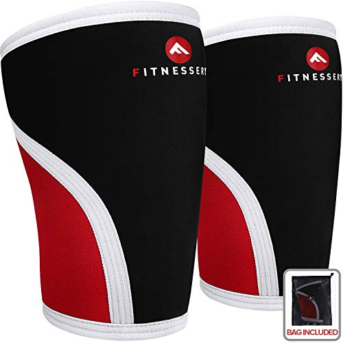 Product Cover Fitnessery Knee Sleeves for Crossfit, Powerlifting, Weightlifting and Knee Support - 7mm Knee Sleeves - Knee Sleeves Crossfit - Knee Sleeves Powerlifting - Knee Compression Sleeve x 2 (Large)