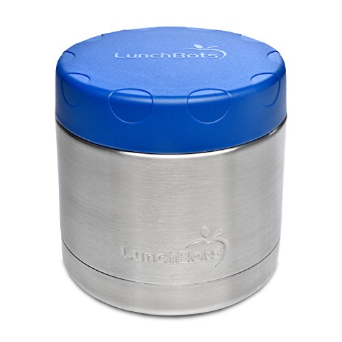 Product Cover LunchBots 16oz Thermal Stainless Steel Wide Mouth Thermos - Insulated Container with Lid Keeps Food Hot or Cold for Hours - Leak-Proof Portable Thermal Food Jar is Ideal for Soup - 16 ounce - Blue