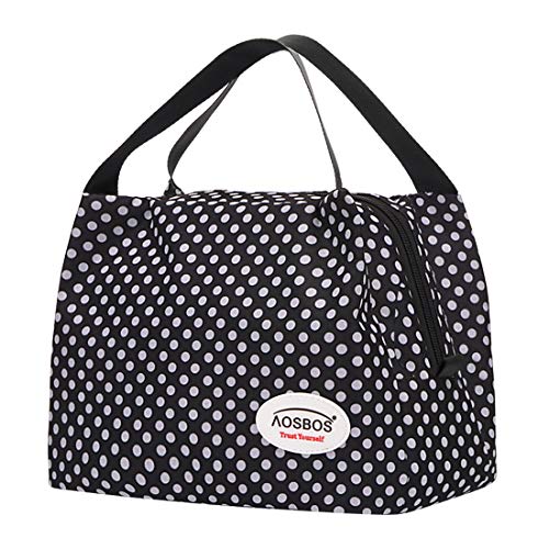 Product Cover Aosbos Lunch Bags for Women Insulated Lunchbox Tote Bag Food Cooler Box Adult Men Kids (Polka Dots)