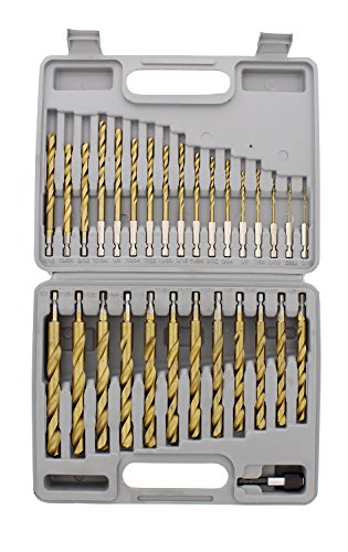 Product Cover ABN Quick-Change 1/4in Hex Shank 30-Piece Set, Roller Forged and Sharpened Edges - Drill Bit Sizes 1/16in to 1/2in