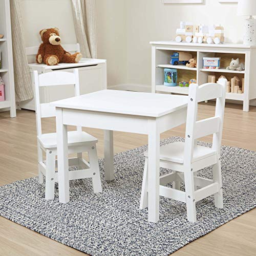 Product Cover Melissa & Doug Solid Wood Table & Chairs (Sturdy Wooden Construction, 100-Pound Capacity, Easy to Assemble, 3-Piece Set, 20