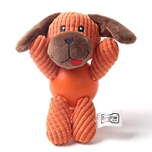 Product Cover EETOYS Interactive Squeaky Plush Toy, Low Stuffing Rubber Ball Durable Animal Toy for Small Medium Dogs