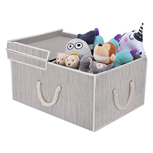 Product Cover StorageWorks 65L Storage Box Cloth Box with Double-Open Lid and Strong Cotton Rope Handle, Mixing of Gray, Brown & Beige, Bamboo Style, Jumbo