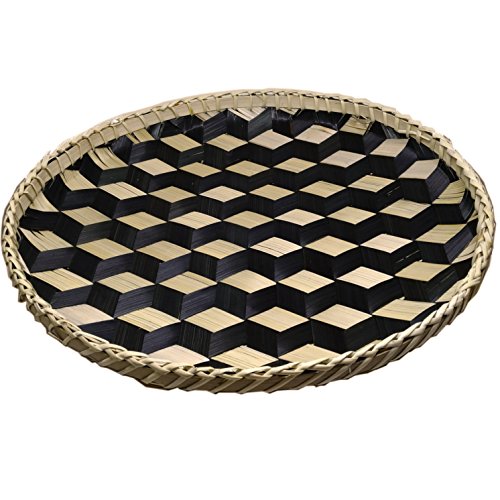 Product Cover Ann Lee Designs X-Large Handmade Round Basket Tray - Black