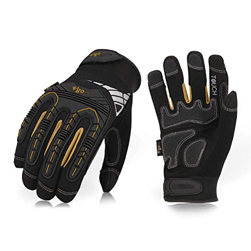 Product Cover Vgo 3Pairs High Dexterity Heavy Duty Mechanic Glove, Rigger Glove, Anti-vibration, Anti-abrasion, Touchscreen (Size XL, Black, SL8849)