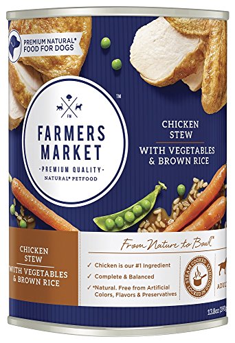 Product Cover Farmers Market Pet Food Premium Natural Canned Wet Dog Food, 13.8 oz Can, Chicken with Vegetables & Brown Rice Stew (Case of 12)