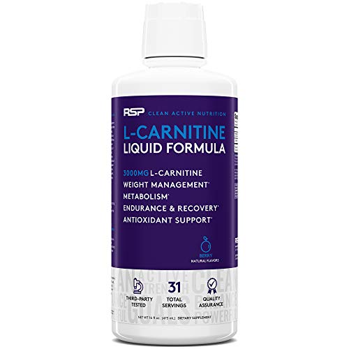 Product Cover RSP Liquid L-Carnitine 3000: Natural Weight Management and Metabolism Booster, Stimulant Free L Carnitine, Max Strength for Rapid Absorption, Berry 16 oz.