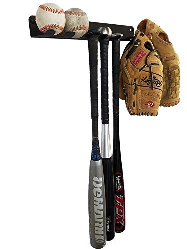 Product Cover ALPHA BAT RACK (HOLDS 7 BATS) Fence & Wall Mounted STEEL Baseball / Softball Bat Rack / Bat Hooks for Fences and Concrete- Heavy Duty Rack for Baseball Storage and Organization (HARDWARE INCLUDED)