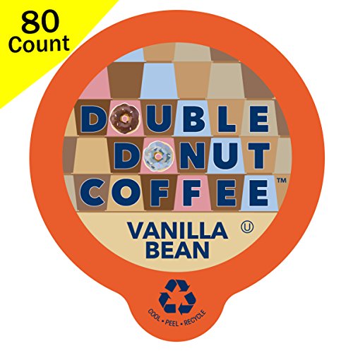 Product Cover Double Donut Vanilla Bean, Fresh Medium Roast Coffee, Single-Serve Pods for Keurig K Cup Brewer Machines, 80 Capsules per Box
