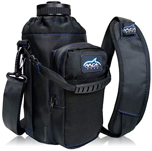 Product Cover Arca Gear 64 oz Hydro Carrier - Insulated Water Bottle Sling w/Carry Handle, Shoulder Strap, Wallet and Two Pouches - The Perfect Flask Accessory - Black