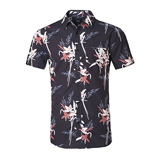Product Cover NUTEXROL Mens Hawaiian Shirts Standard-Fit Cotton/Polyester Palm Tree Printed Beach Wear