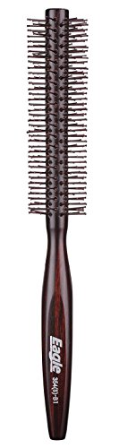 Product Cover Small Mini Round Hair Brush with Nylon Bristle, 1.5 Inch Diameter Barrel, Wood Handle