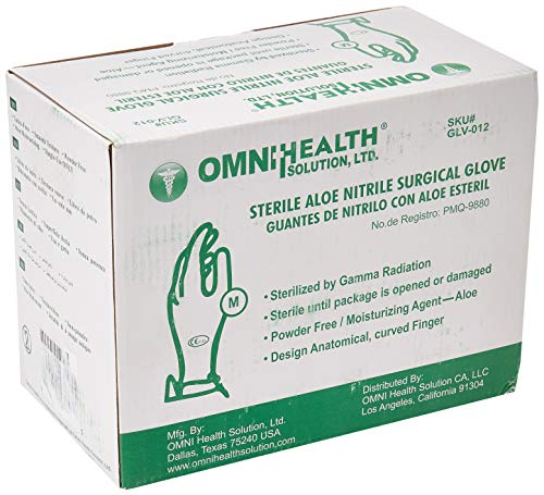 Product Cover Omni Health Sterile Surgical Nitrile Glove with Aloe, Latex Free, Powder Free, Size Medium (7.0-7.5), 50 Pairs/Box