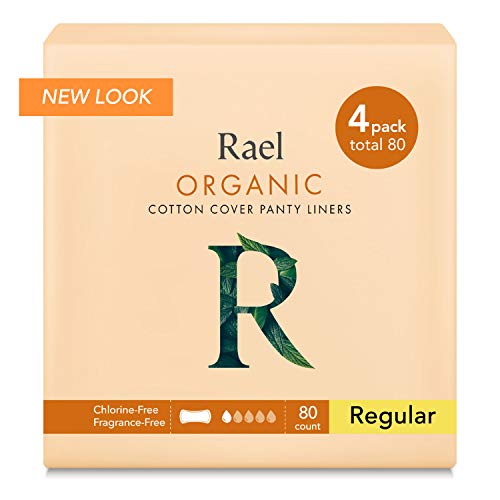 Product Cover Rael Certified Organic Cotton Panty Liners, Regular - 4Pack/80 total - Unscented Pantiliners - Natural Daily Pantyliners (4 Pack)
