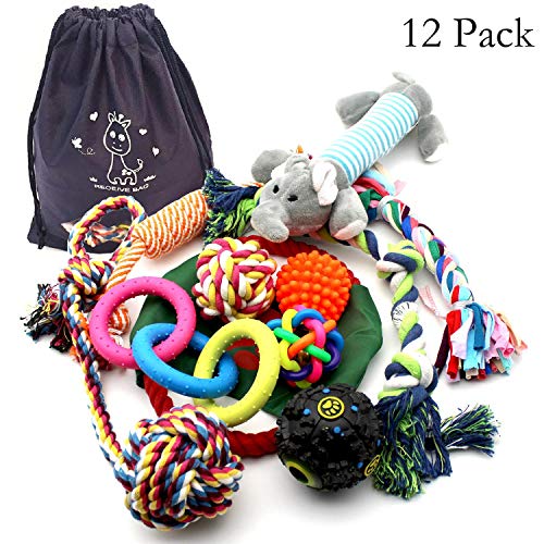 Product Cover DIY House 12 Pack Dog Puppy Chew Toys Set Rope Toys for Dog Tug Dog Toy Pack with Ball for Small to Medium Dogs, Durable Dog Toys Teething
