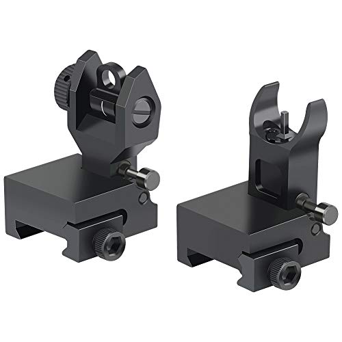 Product Cover Twod Flip Up Battle Sight Front and Rear Iron Sight Set Dual Aperture BUIS,Low Profile,Black