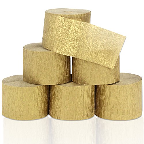 Product Cover Coceca 82ft Gold Streamers Rolls Gold Crepe Paper Streamers, 6 Rolls, for Various Birthday Party Wedding Festival Party Decorations