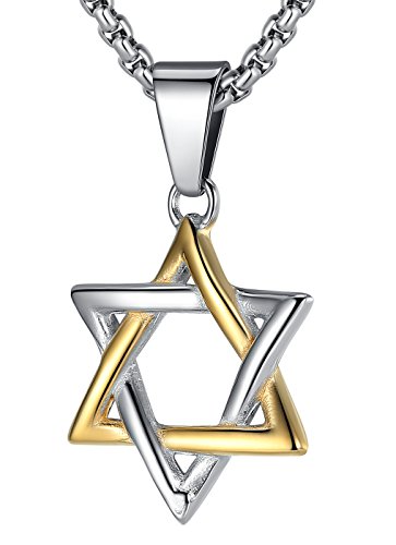 Product Cover LineAve Stainless Steel Jewish Star of David Pendant Necklace, Unisex, 22