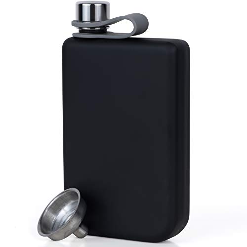 Product Cover Vonwulf 8oz Hip Flask and Funnel, Stainless Steel Matte Black - Whiskey Flask Gift Set