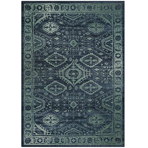 Product Cover Maples Rugs Georgina Traditional Area Rugs for Living Room & Bedroom [Made in USA], 5 x 7, Navy Blue/Green