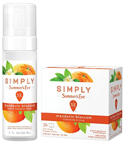 Product Cover Summer's Eve Mandarin Blossom, Cleansing Combo Pack, 1-5-Ounce Foam Wash, Plus 1-14 Count Cloths
