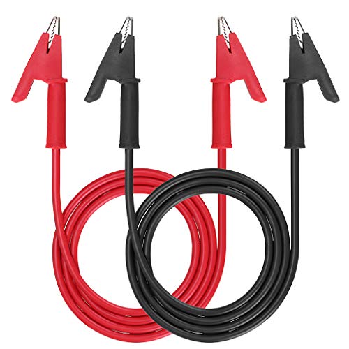 Product Cover Sumnacon Dual Ended Crocodile Alligator Clips, 15A Test Lead Wire Cable with Insulators Clips, 2 Pcs 3.3 ft/1m Test Flexible Cable with Protective Jack Copper Clamps for Electrical Testing