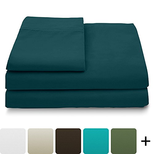 Product Cover Cosy House Collection Luxury Bamboo Bed Sheet Set - Hypoallergenic Bedding Blend from Natural Bamboo Fiber - Resists Wrinkles - 3 Piece - 1 Fitted Sheet, 1 Flat, 1 Pillowcase - Twin, Dark Teal