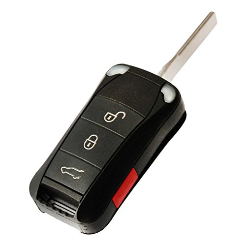 Product Cover Key Fob Keyless Entry Flip Remote Uncut Shell Case & Pad fits Porsche 2003-2011 Cayenne