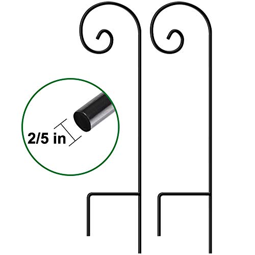 Product Cover Set of 2 Garden Shepherd Hooks 35in Tall Poles and Hangers for Outdoor Wedding Décor Outside Metal Plants Hanger Stand Pathway Hanging Basket Solar Light Lantern Wind Chimes 2/5in