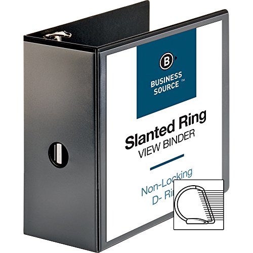 Product Cover Business Source 2 Pack,Office Binder 5-Inch Slant D-Ring View Binder - Black (BSN28451)