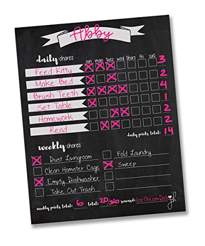 Product Cover Jennakate- Chalkboard Design- Magnetic Child Behavior Reward Chore Chart-Daily Household Chore Checklist-Job Chart- Dry Erase- 11