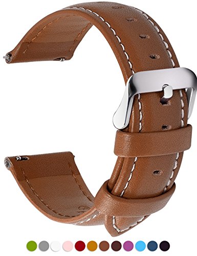 Product Cover 12 Colors for Quick Release Leather Watch Band, Fullmosa Axus Genuine Leather Watch Strap,Brown,20mm