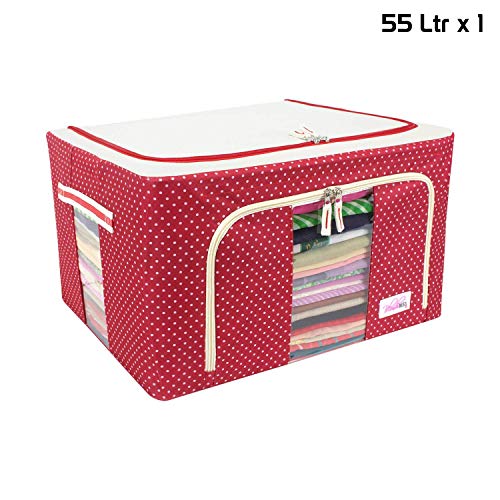 Product Cover BlushBees® Living Box - Storage Boxes for Clothes, Large Saree Cover Bags - 55 Litre, Pack of 1, Polka Dots Red