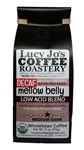 Product Cover Lucy Jo's Coffee, Organic Decaf Mellow Belly Low Acid Blend, 11 oz (Whole Bean)
