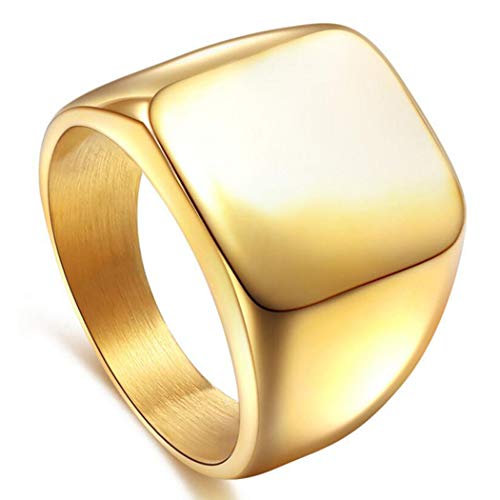 Product Cover enhong Signet Biker Rings Solid Polished Stainless Steel Ring for Men Size 7-15,Gold Color in Size 9