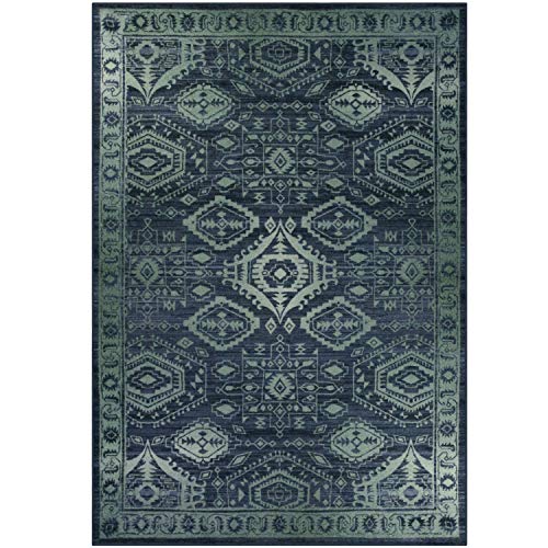 Product Cover Maples Rugs Georgina Traditional Area Rugs for Living Room & Bedroom [Made in USA], 7 x 10, Navy Blue/Green