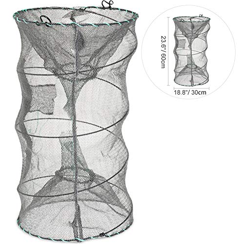 Product Cover RUNACC Folded Fishing Net Trap, Portable Zipper Bait for Shrimp Carp Crayfish Crab Baits Cast Mesh Trap, 23.6 x11.8 inches (23.6