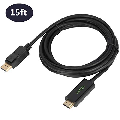 Product Cover UVOOI DisplayPort to HDMI Cable 15 feet, Display Port (DP) to HDMI Male to Male Adapter Cable 1080P HDTV - Gold-Plated