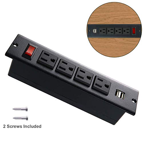 Product Cover Conference Recessed Power Strip Socket 9.8ft Cord,Desktop Power Grommet Power Strip with 4-Outlet & 2 USB Ports