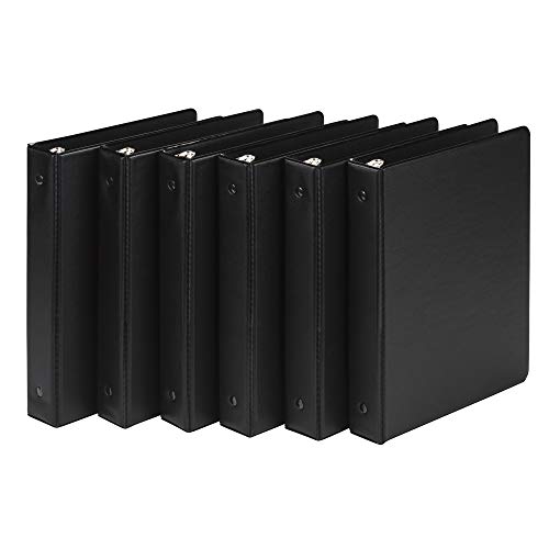 Product Cover Samsill 3 Ring Mini Storage Binders, 1 Inch Round Ring, Junior Size - 5.5 x 8.5 Inch, Black, 6 Pack