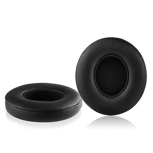 Product Cover Solo 2/3 Wireless Earpads - JARMOR Replacement Protein Leather & Memory Foam Ear Cushion Cover for Beats Solo2/3 Wireless On Ear by Dr. Dre Headphones ONLY (NOT FIT Solo 2 Wired) - Black
