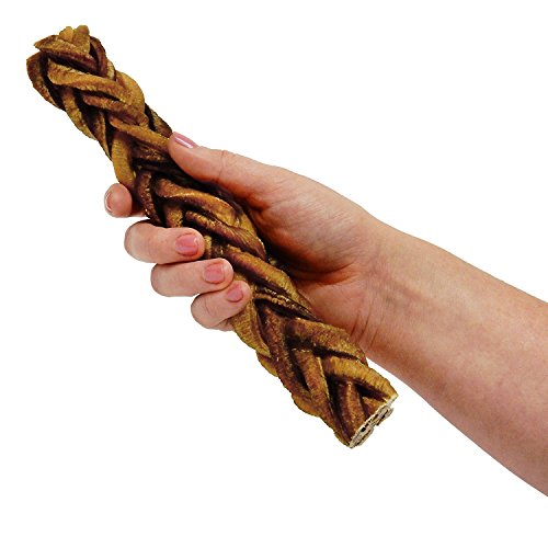 Product Cover Monster Braided Bully Stick for Dogs (5 Pack) 8 Pieces Per Stick! Natural Low-Odor Jumbo Dog Dental Treats, Best XL Thick Pizzle Chew Stix (Bulk 9